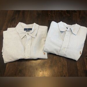 2 Ralph Lauren Blue and White and grey / white Striped Casual Button Down Shirts